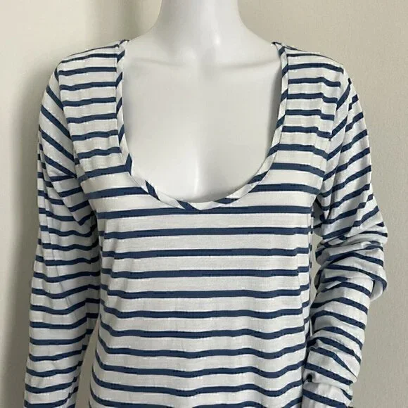 Nili Lotan Womens Dress Size L Blue White Nautical Pima Cotton Blend Long Sleeve - Picture 5 of 9